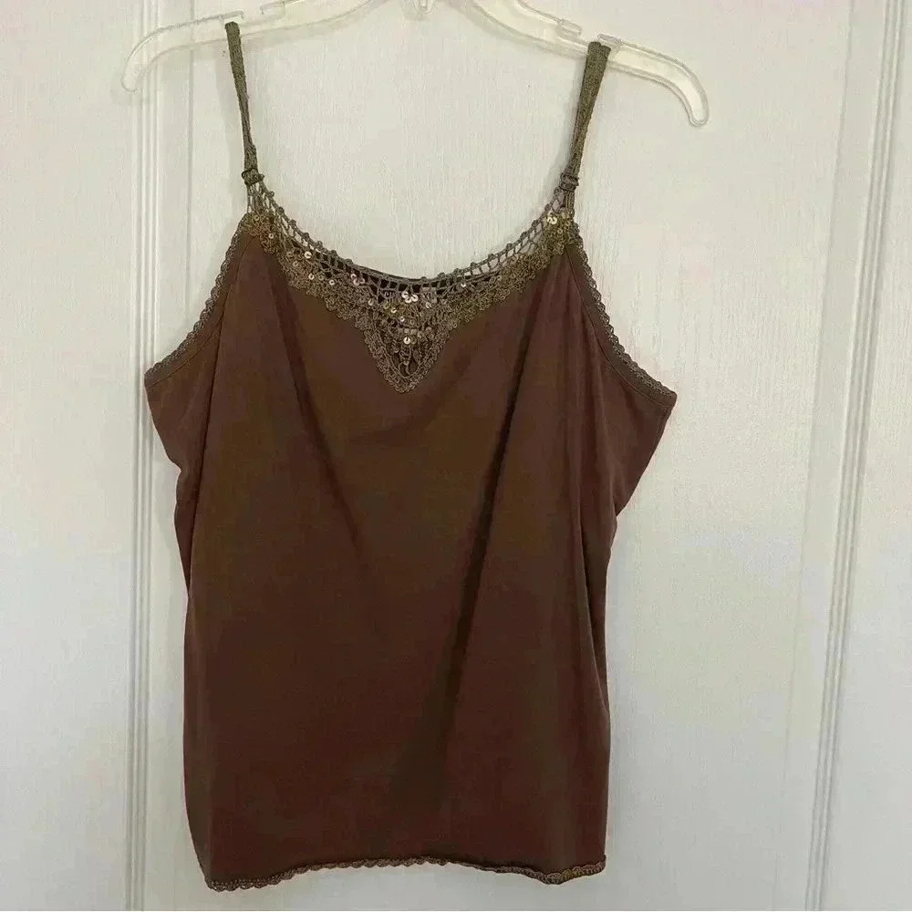 Spaghetti Strap Top with knit details at the bottom, chest, and strap area